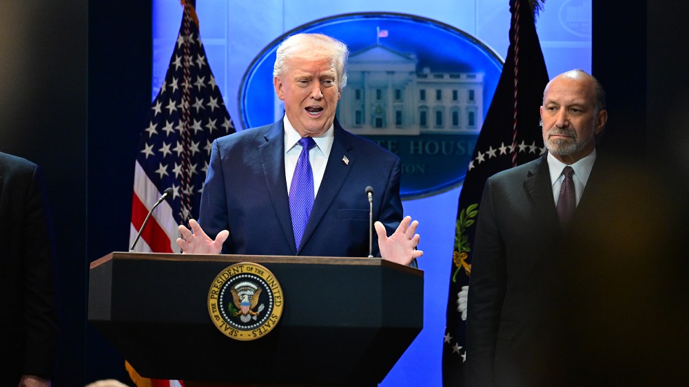 WASHINGTON, D.C., UNITED STATES - FEBRUARY 20: US President Donald Trump speaks during a press conference at the White House, Washington, D.C., US on February 20, 2026. The Supreme Court of the United States struck down some of President Trumpâs sweeping tariffs on imported goods, but left the door open for the White House to use other tools to impose the controversial levies. (Photo by Kyle Mazza/Anadolu via Getty Images)