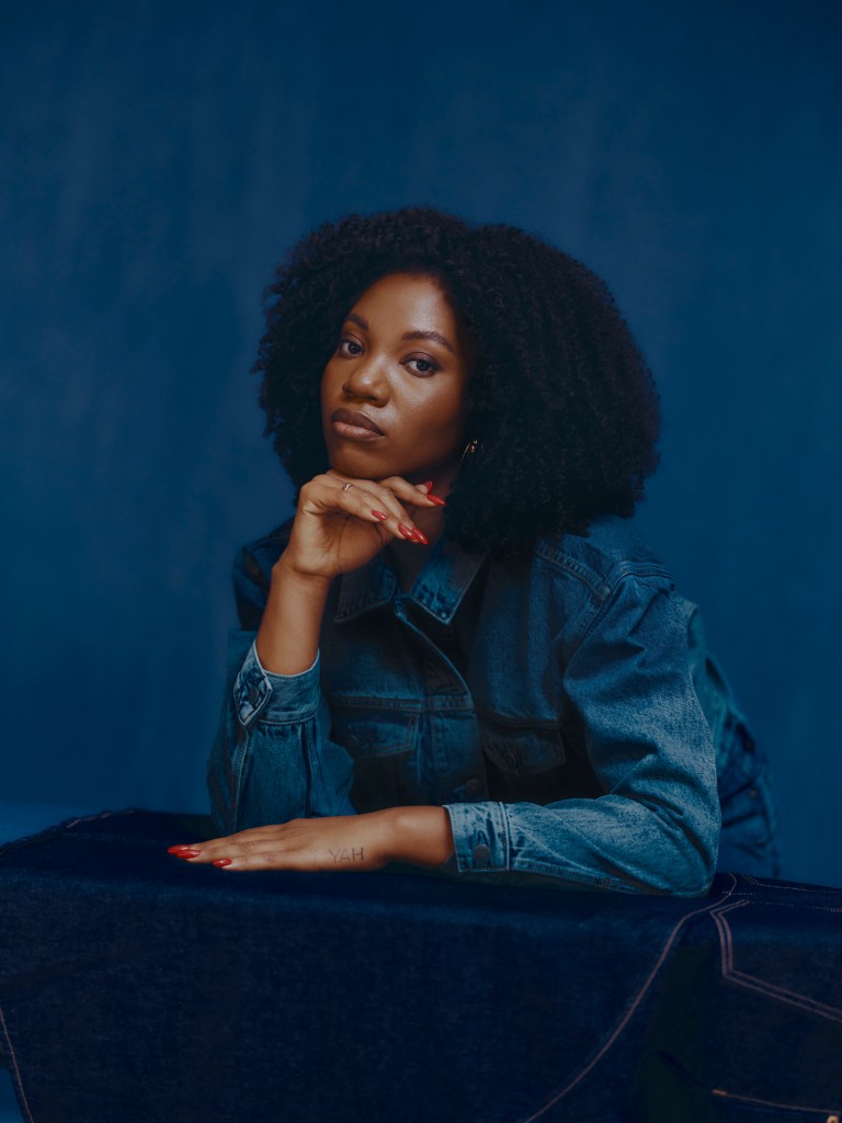 Igdalia Pickering of Igdalyah in her look for Gap x Harlem's Fashion Row Collection