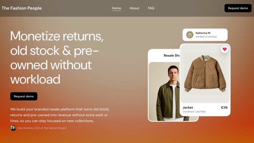 Landing page of The Fashion People