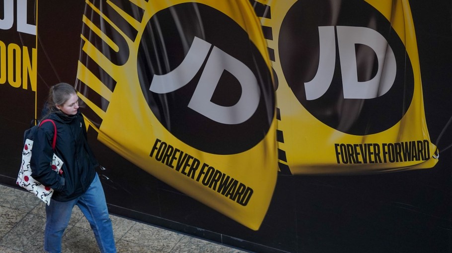 The logo of JD Sports is in Sheffield, United Kingdom, on October 23, 2025.