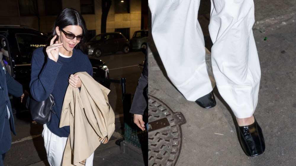 On Wednesday, Kendall Jenner stepped out in Milan wearing a pair of Phoebe Philo slippers.