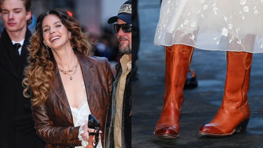 Lana del Rey and Jeremy Dufrene attend the Ralph Lauren fashion show during New York Fashion Week on Feb. 10, 2026 in New York City.