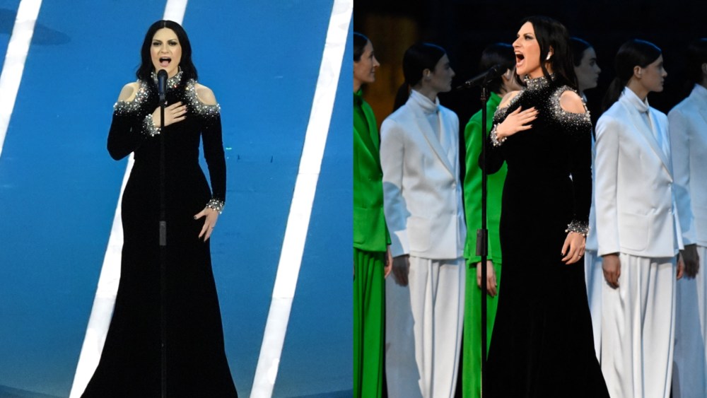 Laura Pausini at the Opening Ceremony at the Milano Cortina 2026 Winter Olympics.