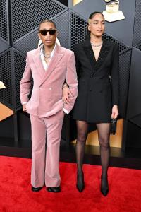 Pharrell Williams and Helen Lasichanh Williams at the 68th GRAMMY Awards held at the Crypto.com Arena on February 01, 2026 in Los Angeles, California.