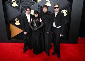Edward James, Maria Zardoya, Josh Conway and Jesse Perlman of The Marías at the 68th GRAMMY Awards held at the Crypto.com Arena on February 01, 2026 in Los Angeles, California.