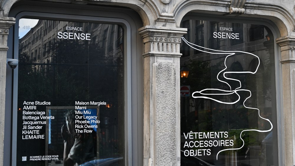 An SSENSE store is in Montreal, Quebec, Canada, on August 29, 2025. The Canadian luxury fashion retailer says it plans to file for creditor protection, claiming that its lenders are trying to sell the company without its consent. (Photo by Graham Hughes/NurPhoto via Getty Images)