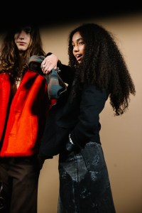 Backstage at the Coach Fall 2026 ready-to-wear show at New York Fashion Week.