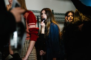 Backstage at the Coach Fall 2026 ready-to-wear show at New York Fashion Week.