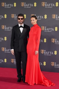 LONDON, ENGLAND - FEBRUARY 22: Adolpho Veloso and Ana Gabriela attend the 2026 EE BAFTA Film Awards at The Royal Festival Hall on February 22, 2026 in London, England. (Photo by Dominic Lipinski/Getty Images)