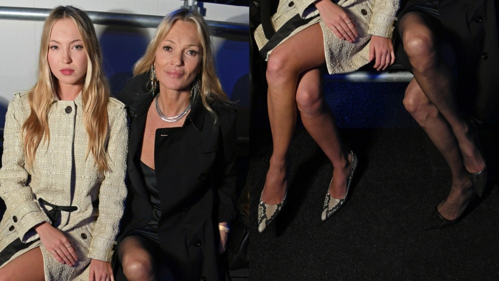 Kate Moss and Lila Moss at the Burberry show during London Fashion Week February 2026 at Old Billingsgate on Monday in London.