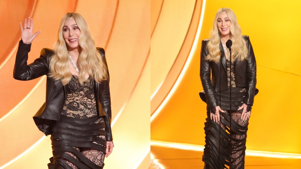 Cher wears custom Luis De Javier at the 68th Grammy Awards on Feb. 1, 2026 in Los Angeles.