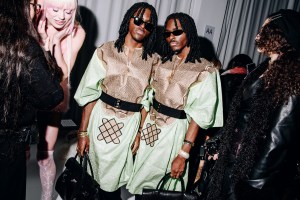 The Atanga Twins at the Christian Cowan fashion show as part of RTW Fall 2026 on February 13, 2026 in New York, New York.