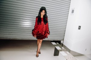 Maitreyi Ramakrishnan at the Christian Cowan fashion show as part of RTW Fall 2026 on February 13, 2026 in New York, New York.