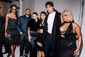 Afiya Bennett, Branden Cook, Katherine Hughes, Sonia Mena, Spencer House and Bebe Rexha at the Christian Cowan fashion show as part of RTW Fall 2026 on February 13, 2026 in New York, New York.