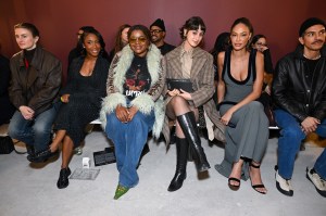 Chloe Malle, Shelly-Ann Fraser-Pryce, Gabriella Karefa-Johnson, Rama Duwaji and Joan Smalls at the Diotima fashion show as part of RTW Fall 2026 on February 15, 2026 in New York, New York.
