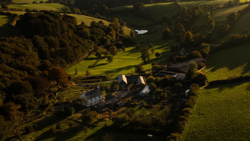 Aerial view of Fowlescombe Farm