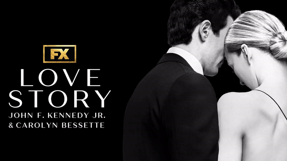 promo image for 'love story' limited series centering on the life and love of jfk jr. and carolyn bessette