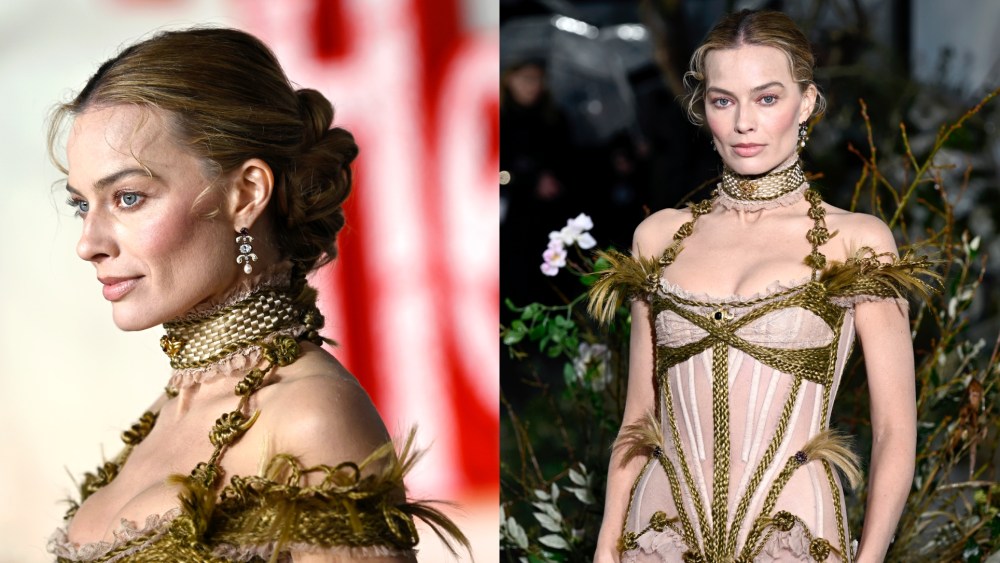 Margot Robbie wears Dilara Findikoglu at the "Wuthering Heights" premiere on Feb. 5 in London.