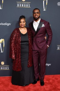Azeez Al-Shaair (R) and guest at the 15th Annual NFL Honors held at the Palace of Fine Arts on February 05, 2026 in San Francisco, California.
