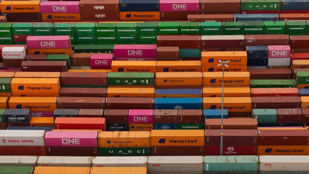 Containers at the Port of Southampton in England.