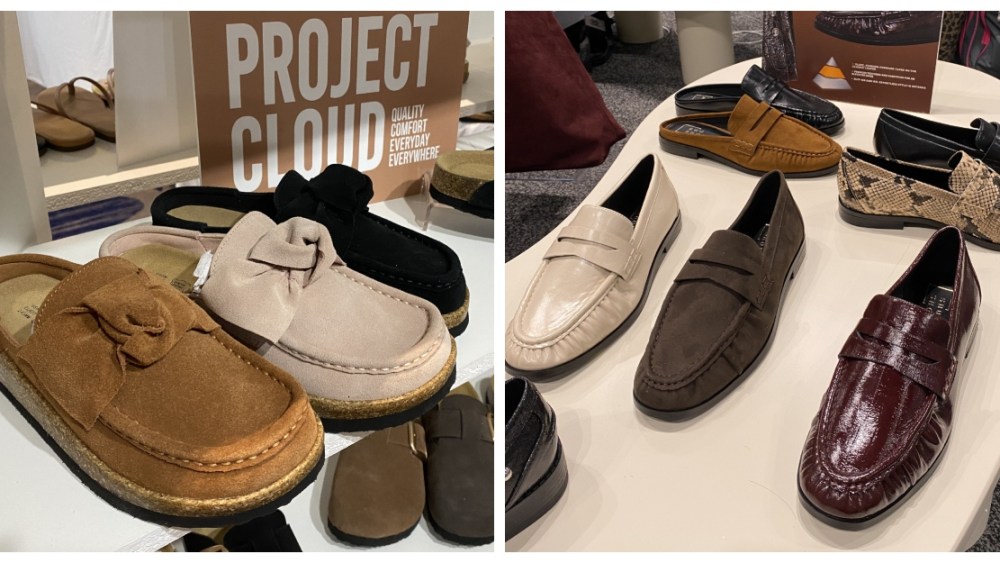 Leather clogs from Project Cloud and penny loafers from Shu Shop