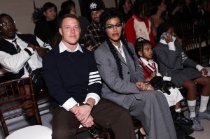Christian McCaffrey and Teyana Taylor at the GQ Bowl, presenting the Thom Browne Fall 2026 collection held at Legion of Honor on February 06, 2026 in San Francisco, California.