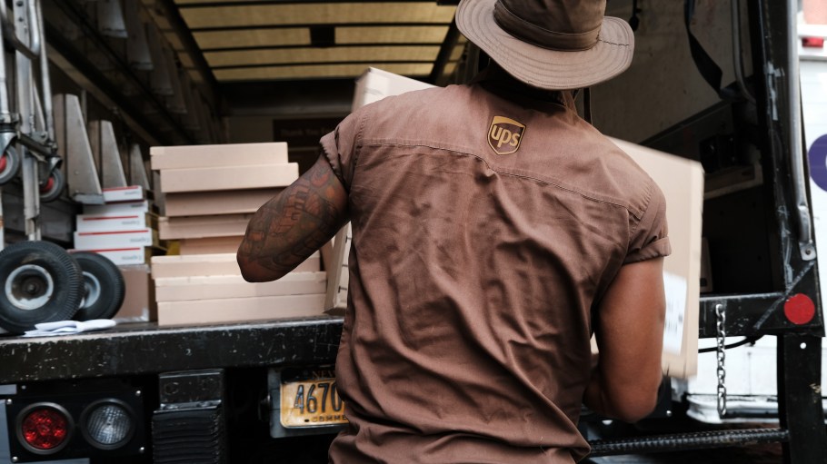The courier argues courts lack jurisdiction under a decades-old labor law to enjoin UPS from rolling out a voluntary separation program tied to its Amazon glide-down.