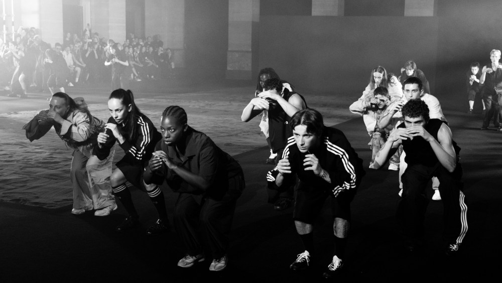 A scene from Y-3's spring 2026 fashion show in Paris, choreographed by Kiani del Valle.