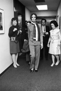 Yves Saint Laurent's Rive Gauche collection, modeled around the big conference table at the Lanvin-Charles of the Ritz offices