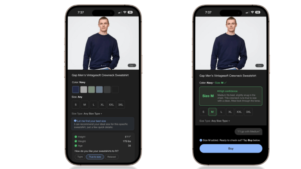 AI agentic shopping app Gap Inc. Bold Metrics