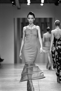Model on the runway of the Anna Sui spring 1998 Ready-To-Wear collection on November 4, 1998 in New York...Article title: 'D-Day and Other News from the Fashion Front (Photo by Fairchild Archive/Penske Media via Getty Images)