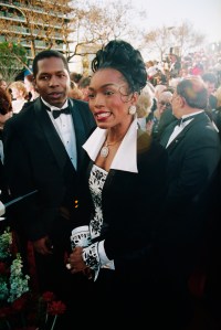 Angela Bassett and Courtney B. Vance arrive at the 1994 Academy Awards Ceremony. Bassett was nominated for the Best Actress award for her role as Tina Turner in the 1993 film, What's Love Got to Do with It. (Photo by �� Steve Starr/CORBIS/Corbis via Getty Images)