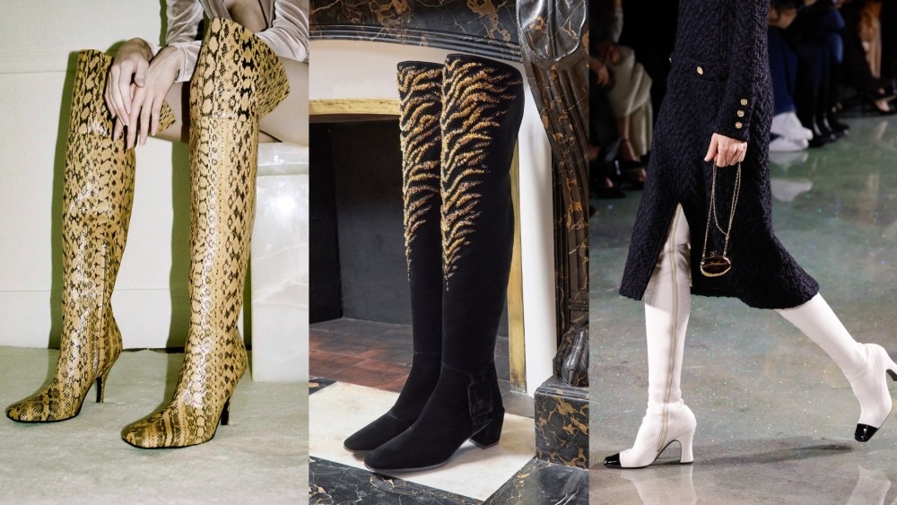 Boot styles from Giaborghini, Roger Vivier and Chanel.