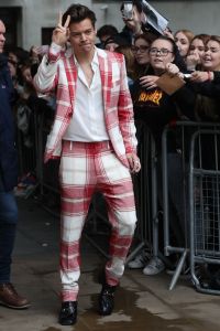 Harry Styles arriving at BBC Broadcasting House in London ahead of an appearance on The Radio 1 Breakfast Show with Nick Grimshaw. (Photo by Jonathans Brady/PA Images via Getty Images)