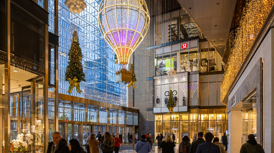 Holiday decor at The Shops & Restaurants at Hudson Yards