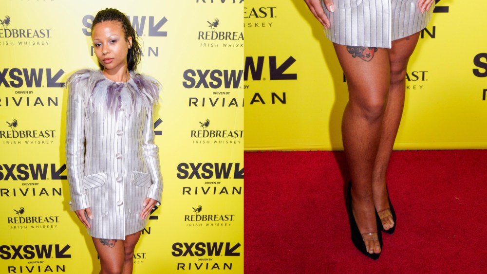 On Tuesday, Myha’la attended SXSW in of-the-moment clear shoes from Valentino.