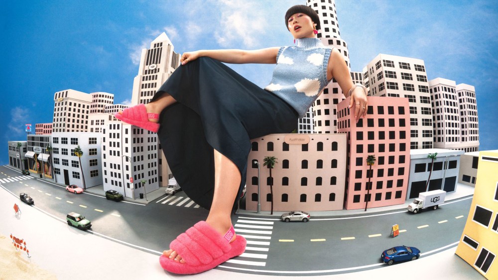 Atsuko Okatsuka, Ugg, Fluff Yeah, slide, campaign, slides, shoes, footwear
