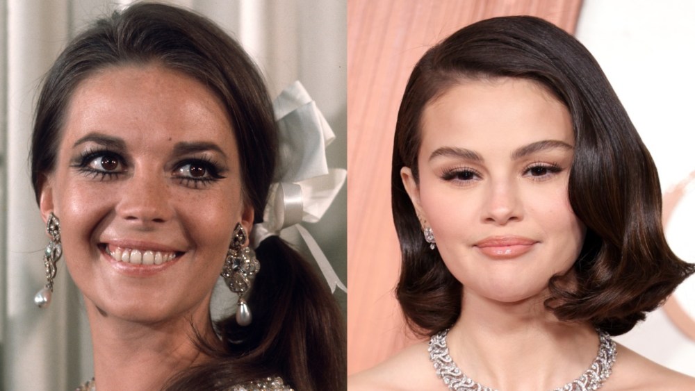 Natalie Wood (1968) and Selena Gomez (2025) on the Oscars red carpet.