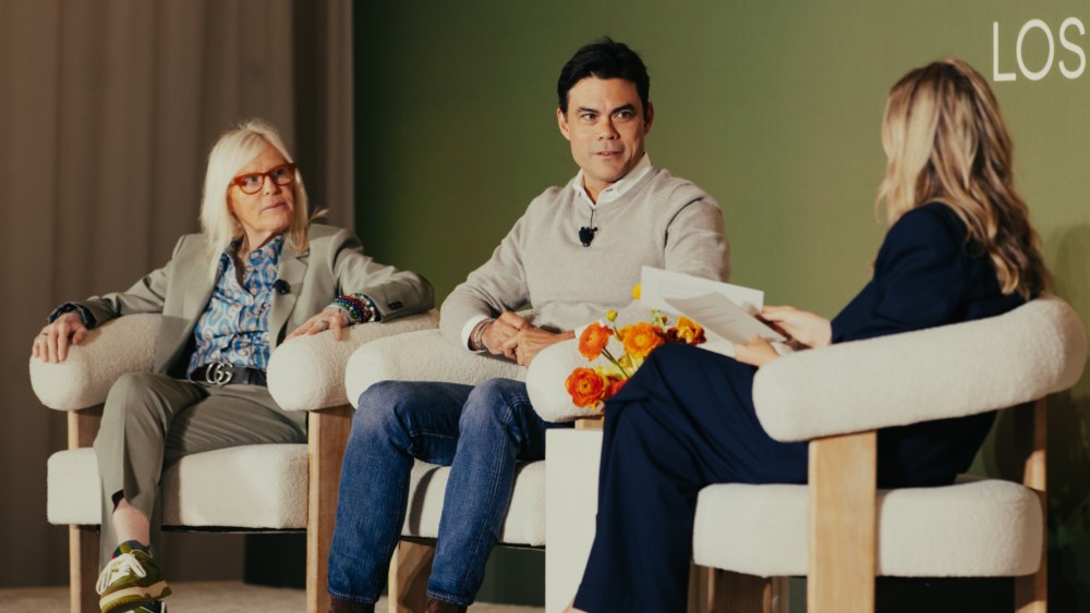 (L-R) Amy Errett, Julian Reis and Kathryn Hopkins at WWD's Los Angeles Beauty Forum.
