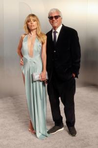Erica Pelosini and Larry Gagosian at the 2026 Vanity Fair Oscar Party held at the Los Angeles County Museum of Art on March 15, 2026 in Los Angeles, California.