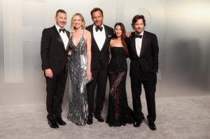 Jimmy Kimmel, Molly McNearney, Will Arnett, Amanda Anka and Jason Bateman at the 2026 Vanity Fair Oscar Party held at the Los Angeles County Museum of Art on March 15, 2026 in Los Angeles, California.