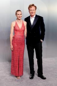 Liza Powel O'Brien and Conan O'Brien at the 2026 Vanity Fair Oscar Party held at the Los Angeles County Museum of Art on March 15, 2026 in Los Angeles, California.