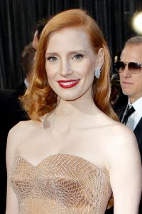 Jessica Chastain attends the 85th annual Academy Awards at the Dolby Theatre. Chastain wears Armani Prive with Harry Winston jewelry and Christian Louboutin shoes.