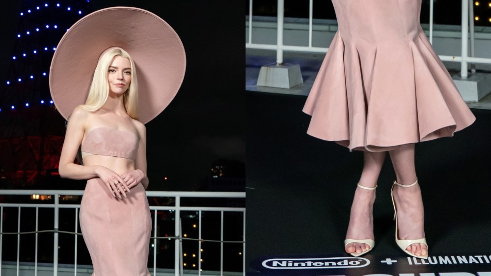 On Thursday, Anya Taylor-Joy stepped out for the "Super Mario Galaxy" photocall in Giuseppe Zanotti sandals.