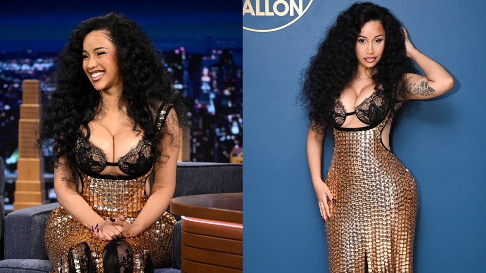 Cardi B wears Valdrin Sahiti on 'The Tonight Show Starring Jimmy Fallon' on March 24 in New York City.