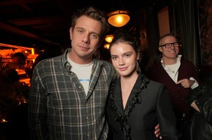 Jonathan Anderson and Florence Hunt at the Dior x System Cocktail party during Paris Fashion Week on March 03, 2026 in Paris, France.