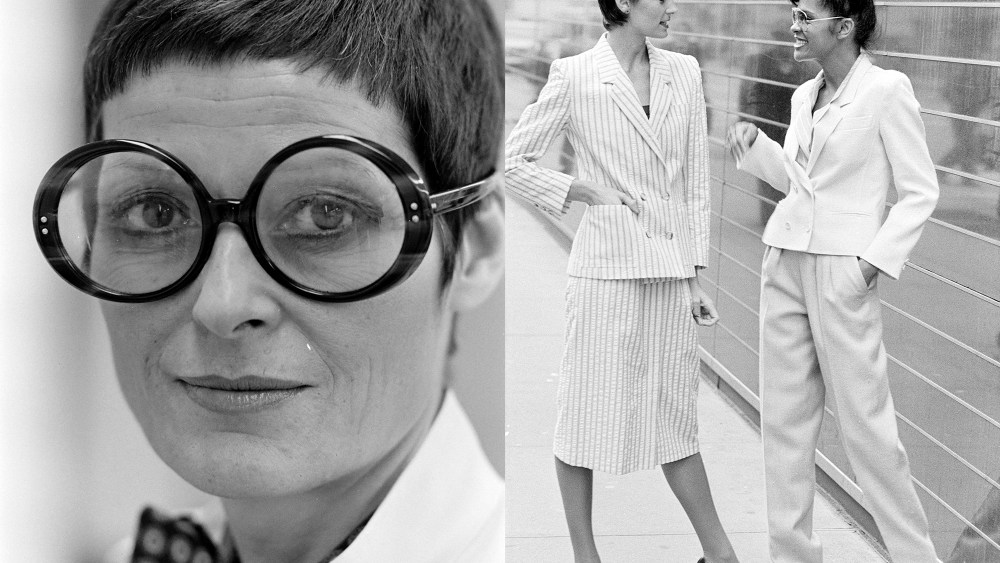Portrait of Liz Claiborne, 1989 and Liz Claiborne spring 1980 RTW collection.