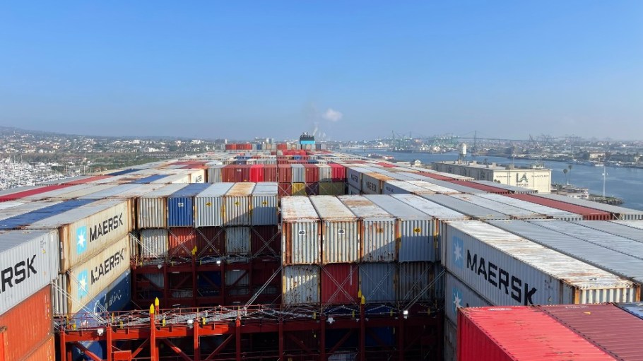 Containers stacked at the Port of Long Beach.