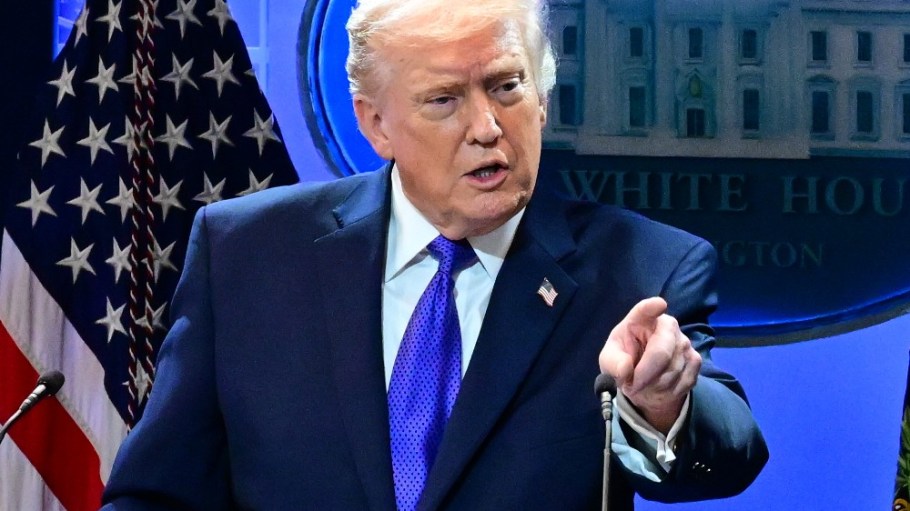 President Donald Trump at a press conference at the White House on Feb. 20 following the Supreme Court's IEEPA tariffs ruling.