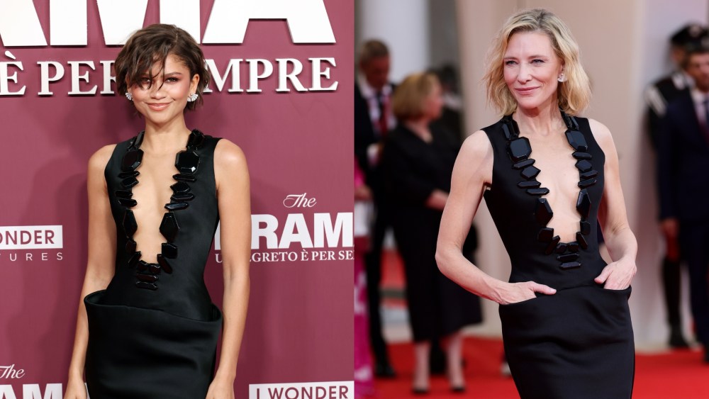 Zendaya wears Cate Blanchett's Venice Film Festival 2025 Armani Privé gown for the Rome premiere of 'The Drama.'